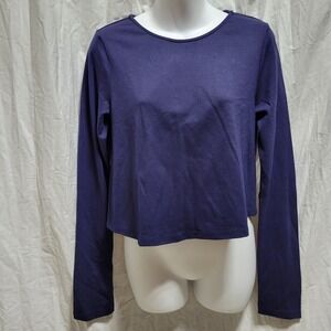 Ripley Rader Navy Blue Crop Top Womens Small (2) Minimalist Career Professional